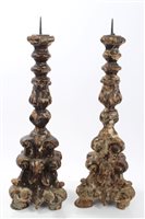 Lot 730 - Pair 17th century Italian parcel giltwood and...