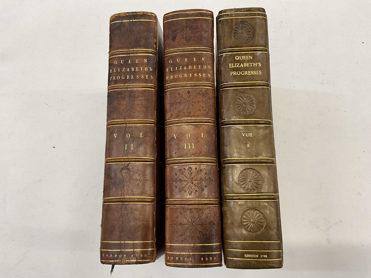 Lot 1773 - John Nicholls, The Progresses & Public Processions of Queen Elizabeth - 3 vols., 1788, 1805, full calf