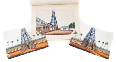 Lot 774 - Rare album of 19th century Indian Mica paintings of temples and pagodas.