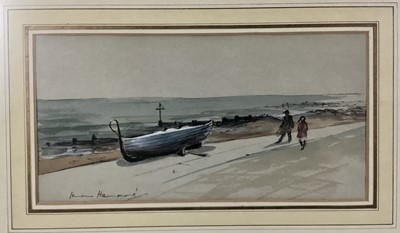 Lot 115 - Hermione Hammond 1910-2005 watercolour - beach scene, signed