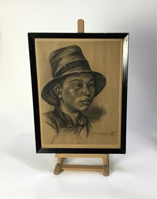 Lot 98 - Ivan Gerassimoff (1885-1954) charcoal portrait of a young boy, signed and dated '39