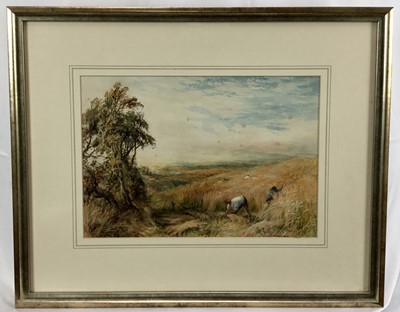 Lot 252 - George Lucas, late 19th/early 20th century, watercolour - 'Reaping', signed, 24cm x 34cm, in glazed gilt frame