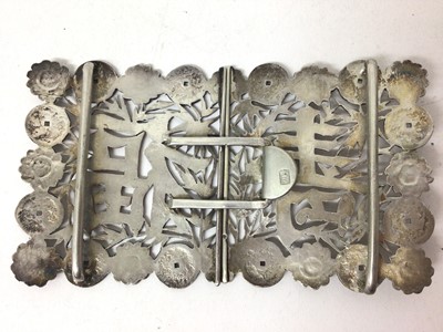 Lot 177 - Chinese white metal buckle