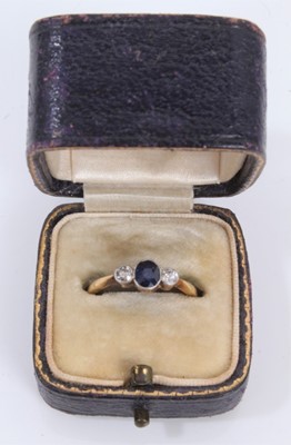 Lot 185 - 18ct gold sapphire and diamond three stone ring