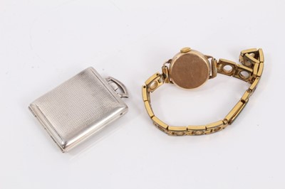 Lot 188 - Art Deco silver travelling time piece and 9ct gold cased Verity wristwatch on plated bracelet