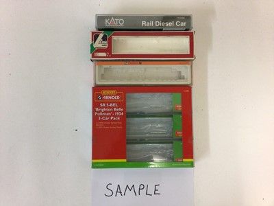 Lot 1967 - Mixed lot of N gauge empty boxes including Minitrix, Graham Farish, Roco, Dapol, Hornby and other makes (qty)