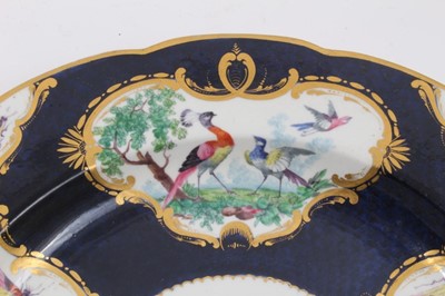 Lot 42 - Scarce early 19th century possibly Coalport copy of first period Worcester plate with painted bird and insect reserves