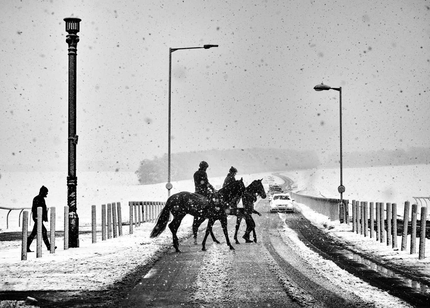 Lot 4 - Jayne Odell black and white photographic print, 'First snow of the winter', 60cm x 43cm