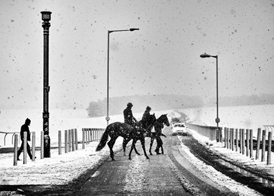 Lot 4 - Jayne Odell black and white photographic print, 'First snow of the winter', 60cm x 43cm