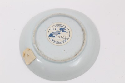 Lot 8 - Three pieces of 18th century Chinese blue and white porcelain, including two saucers and a tea bowl (one from the Nanking cargo)
