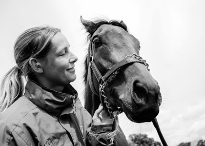 Lot 26 - Jayne Odell black and white photographic print, 'Victorious return', 80cm x 57cm