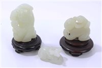 Lot 701 - Three Chinese green jade Carsvings of figures,...