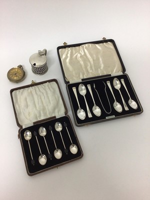 Lot 119 - Two sets of silver teaspoons and a silver mustard