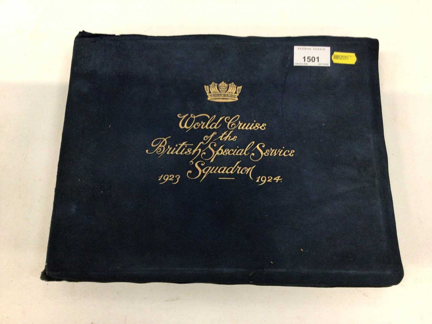 Lot 1501 - World Cruise of the British Special Service Squadron 1923 - 24 photograph album documenting the cruise with blue brushed leather covers.