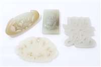 Lot 704 - Four Chinese green jade Carsvings - including...