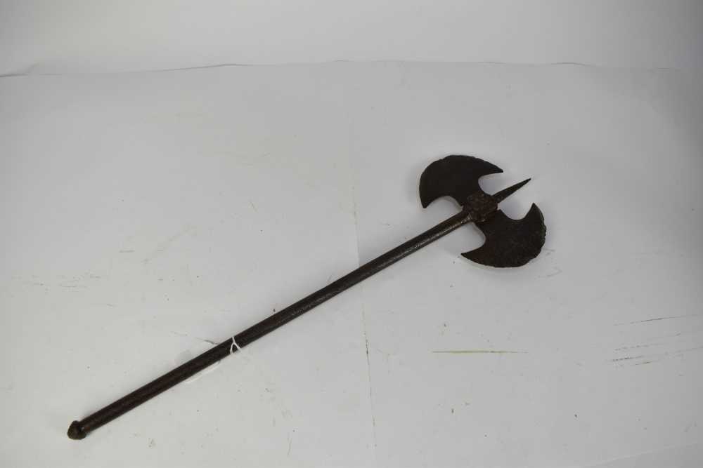 Lot 955 - 19th century Indo-Persian all steel double headed fighting axe 61 cm