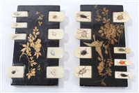 Lot 692 - Pair of Japanese black lacquer and ivory...