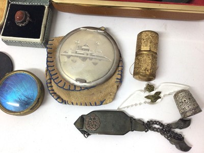 Lot 225 - Three 9ct gold cased wristwatches, other watches, costume jewellery, Eastern white metal powder compact and other items