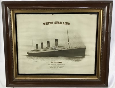 Lot 129 - Titanic interest - White Star Line S.S. Titanic print, 48cm x 38cm in gilt and wooden glazed frame, 63cm x 53cm overall