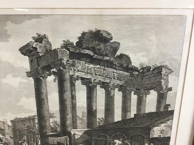 Lot 115 - Two 18th century architectural engravings - Arch of Trajan and Temple of Concord, 58cm x 45cm, in Hogarth frames, 30cm x 25cm overall