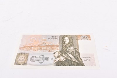 Lot 546 - G.B. - Deep green and multi-coloured series 'D' March 1981 Fifty Pound Banknote cashier D.H.F. Somerset prefix A.01 A. UNC (1 banknote)