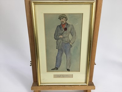 Lot 124 - Thomas Rowell (1920-1999) watercolour - Bluebeard, Wedding Guest - Act III, signed, 51 x 34cm, together with three further theatre costume designs, two framed