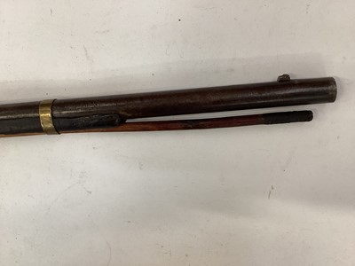 Lot 997 - 19th century Indian musket with Enfield lock dated 1878, V.R.I stamped stock with native decoration and alterations with decorative silver wire shoulder strap 142 cm