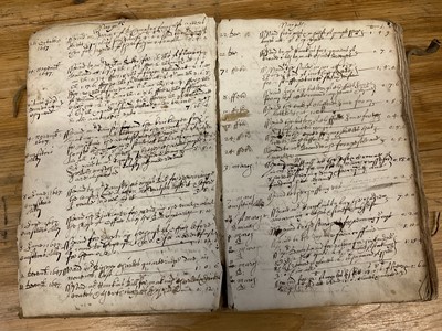 Lot 1681 - 17th century hand written inventory, two other vellum bound books