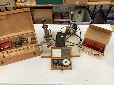 Lot 237 - Watchmakers lathe, boxed with fittings and a boxed clamp