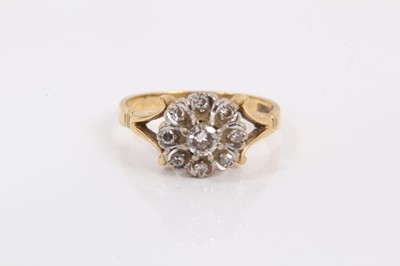 Lot 265 - 18ct gold diamond flower head cluster ring