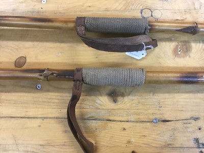 Lot 983 - Scarce pair First World War British cavalry lances dated 1915 with original red and white pennants, bamboo shafts with original fittings 282 cm