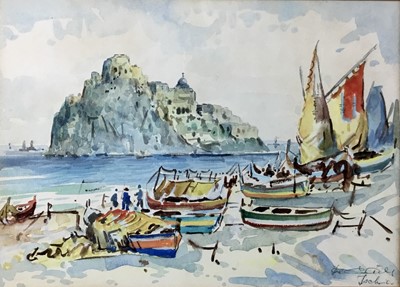 Lot 329 - Attributed to Jack Cox (1914-2007), watercolour scene of Ischia, framed