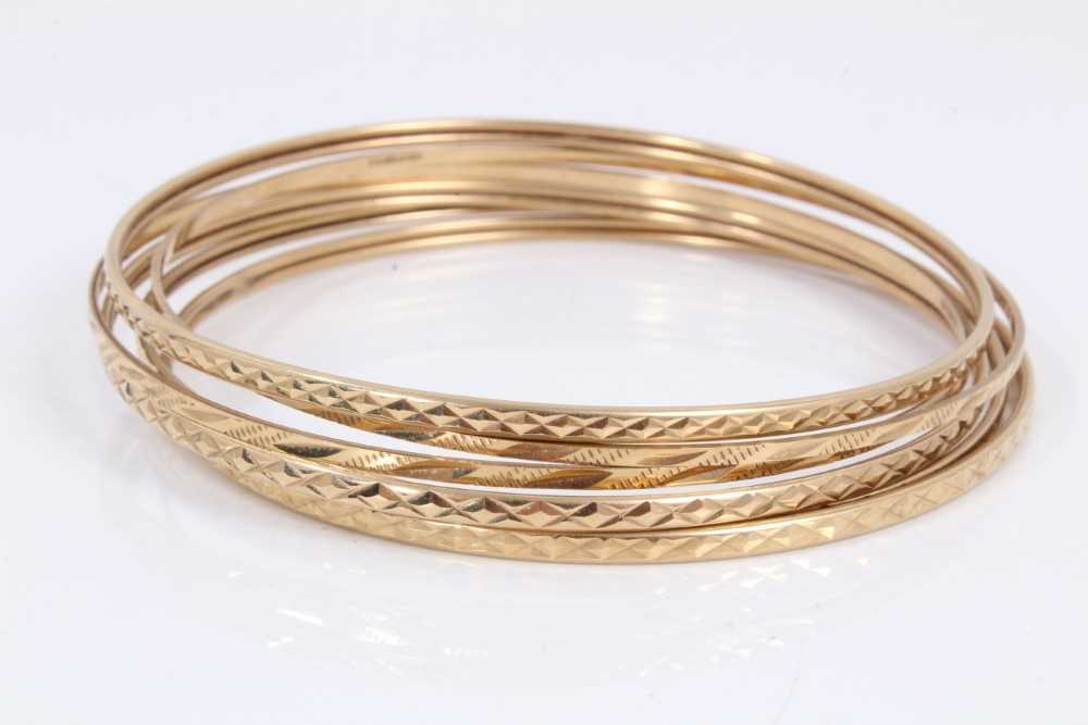 Lot 278 Six 9ct gold bangles