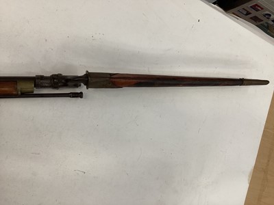 Lot 1006 - Victorian British military 1853 Pattern three band Enfield rifle dated 1860 complete with socket bayonet with scabbard