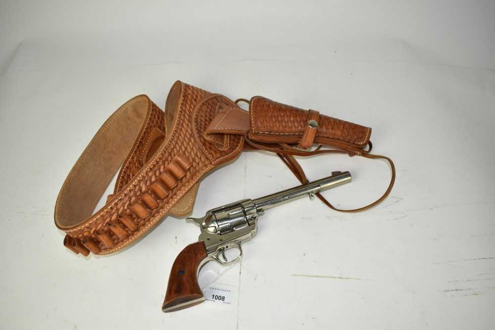 Lot 1008 - Replica Colt blank firing revolver with leather holster and belt