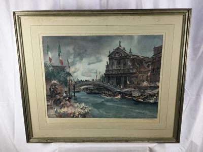 Lot 275 - William Russell Flint, signed print of a Venetian festival scene, published 1965 by Frost and Reed