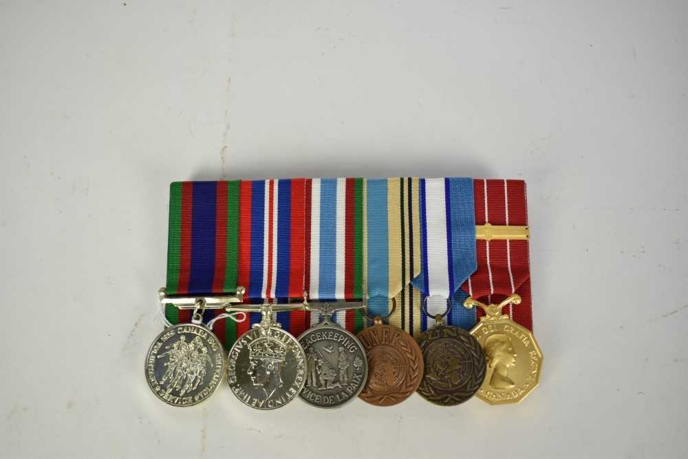 Lot 862 - Second World War and later Canadian medal group comprising Canadian Volunteer Service medal, War medal, Canadian Peacekeeping Service medal, two United Nations peace keeping medals and Elizabeth II...