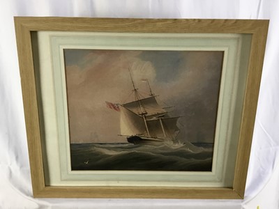 Lot 340 - 19th century English School watercolour of a ship in a storm, circa 1900, signed verso, 31cm x 37cm, in glazed frame