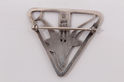 Lot 333 - Georg Jensen silver dolphin in reeds triangular brooch, designed by Arno Malinowski, no. 257