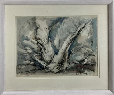 Lot 314 - Adrian Hill, mixed media - trees, signed, 52cm x 39cm in glazed frame