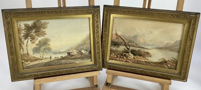 Lot 323 - The Hon. Charlotte Somerville, a pair of watercolours after Copley Fielding, 27cm x 18cm in glazed gilt frames