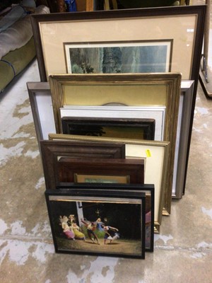 Lot 71 - Group of pictures, including a Louis Wain print, a portrait of a girl, a 19th century reverse print on glass 'The Woman of Samaria', watercolours, prints by Dighton and Baxter, a German lithograph,...