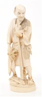 Lot 641 - Japanese Meiji period Carsved ivory figure of...