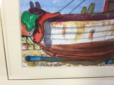 Lot 267 - Linda Alfred pair of watercolours - Fishing Boats at Aldeburgh, signed, 18cm x 20cm,  framed (2)