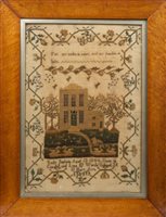 Lot 648 - Early Victorian needlework sampler by 'Emily...