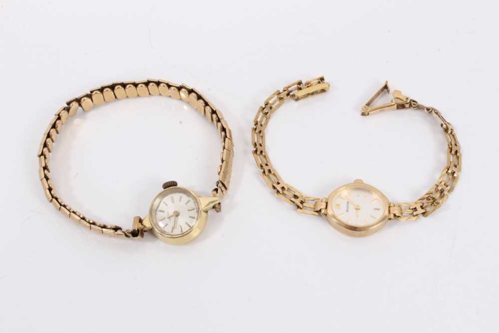 Lot 377 - Ladies vintage Certina 14ct gold cased wristwatch on 9ct gold bracelet and an Accurist 9ct gold wristwatch on 9ct gold bracelet (2)