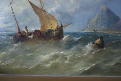 Lot 1195 - William Henry Williamson (1820-1883) oil on canvas, Fishing Boats off the Coast, signed and dated 1864, 66cm x 102cm, in gilt frame