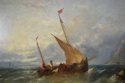 Lot 1195 - William Henry Williamson (1820-1883) oil on canvas, Fishing Boats off the Coast, signed and dated 1864, 66cm x 102cm, in gilt frame