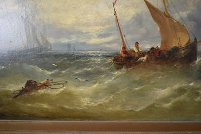 Lot 1195 - William Henry Williamson (1820-1883) oil on canvas, Fishing Boats off the Coast, signed and dated 1864, 66cm x 102cm, in gilt frame