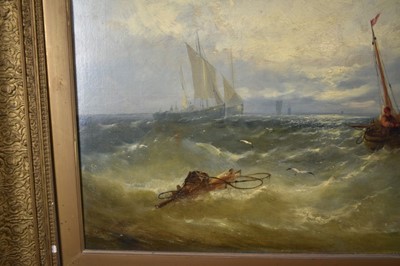 Lot 1195 - William Henry Williamson (1820-1883) oil on canvas, Fishing Boats off the Coast, signed and dated 1864, 66cm x 102cm, in gilt frame